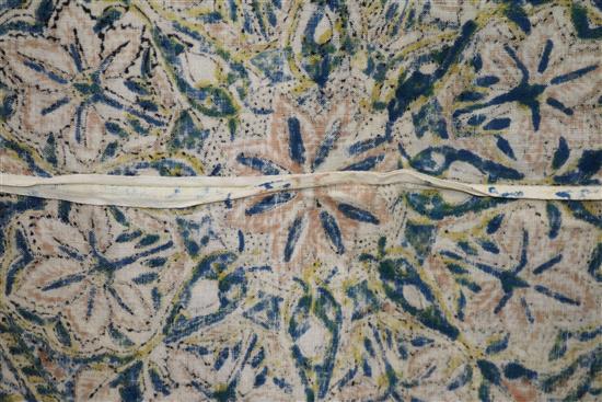 A 19th century Paisley shawl, another small shawl and a block printed Indian cotton cover